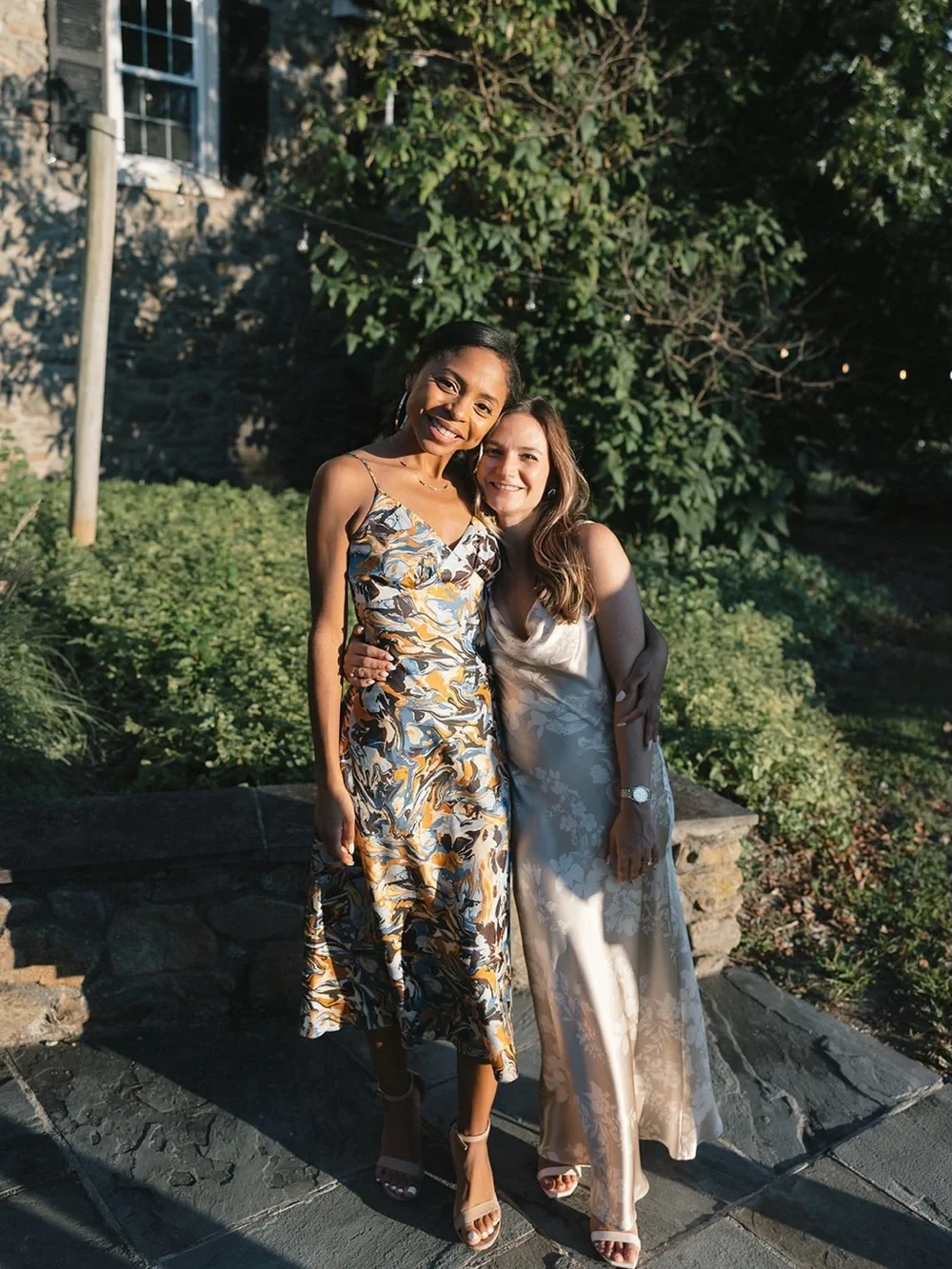 Abercrombie & Fitch Blue and Gold Marble Slip Maxi Dress